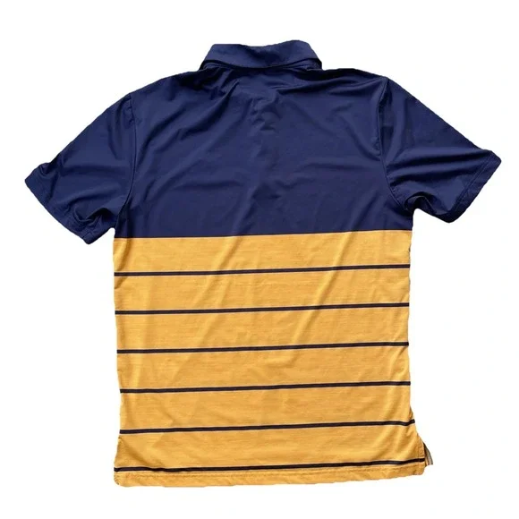 Men's Adidas Golf Polo Shirt M Blue Yellow Desert Springs Logo Performance - Picture 5 of 6